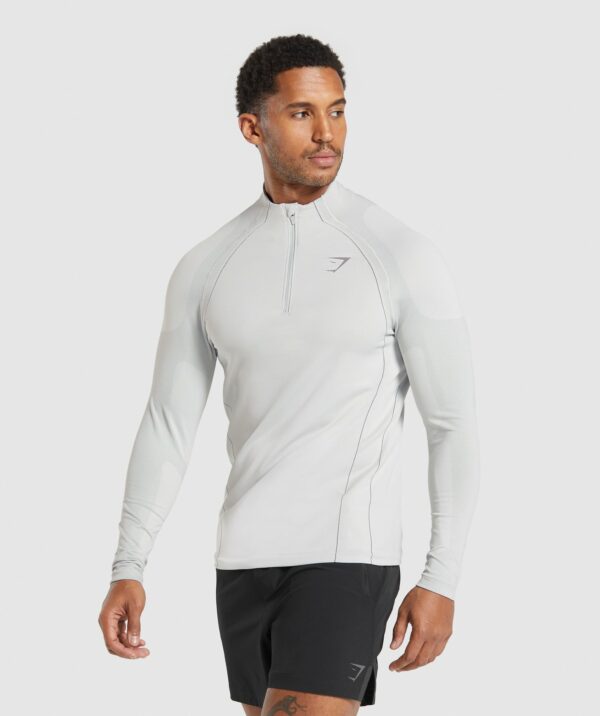 Apex Seamless 1/4 Zip Light Grey/Medium Grey - Image 2