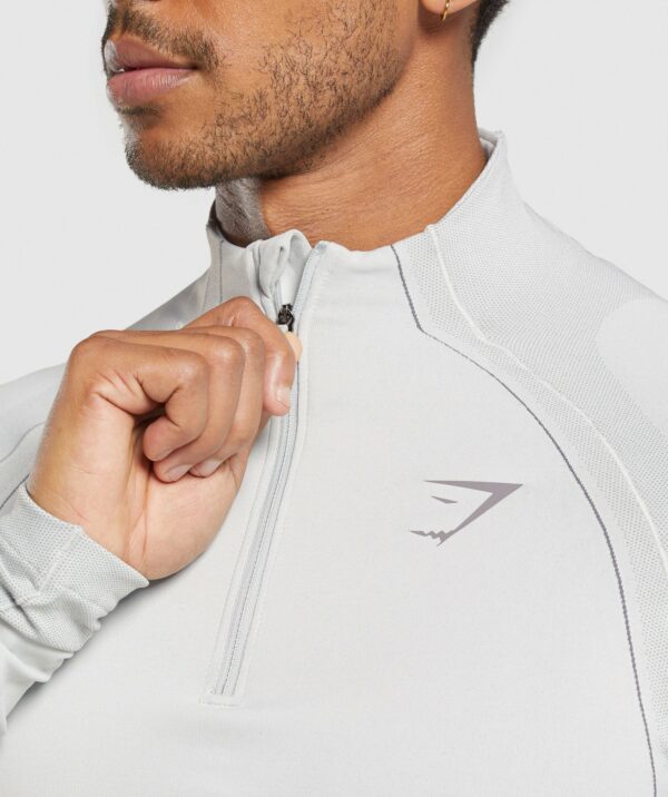 Apex Seamless 1/4 Zip Light Grey/Medium Grey - Image 4