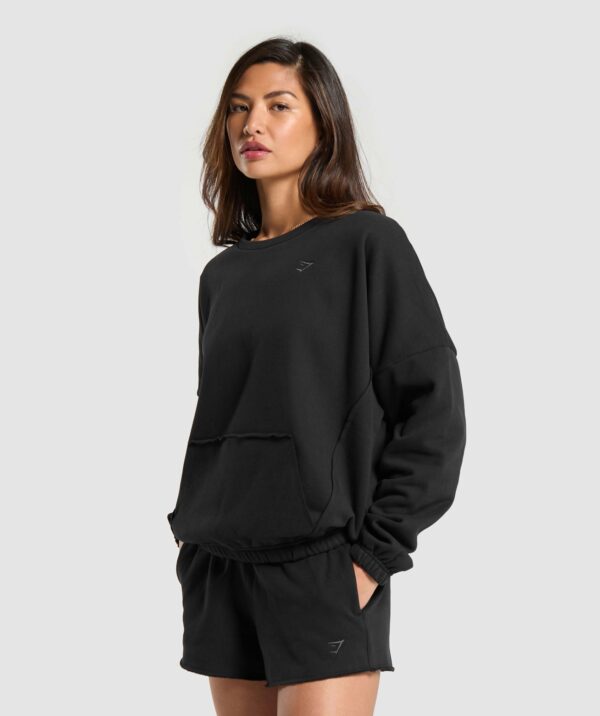 Fleece Oversized Sweatshirt Black - immagine 3