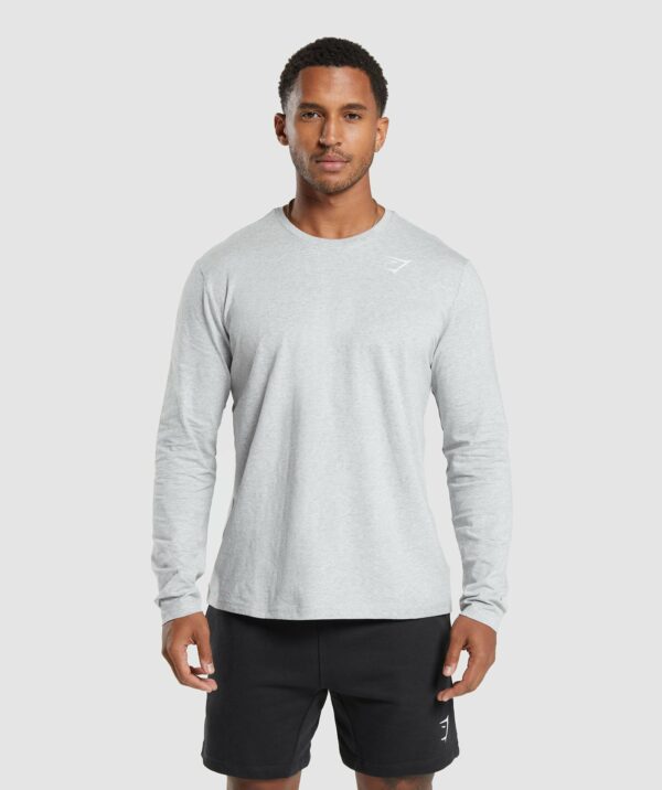 Crest Long Sleeve T-Shirt Light Grey Marl