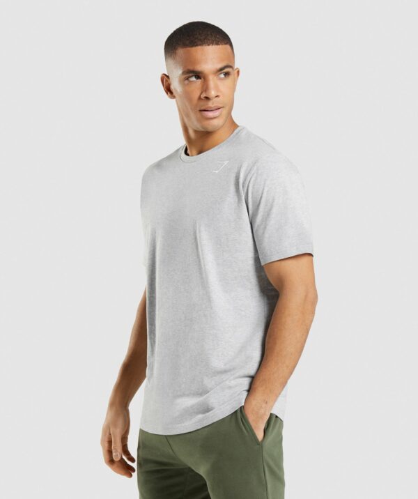 Crest T-Shirt Light Grey Marl - Image 3