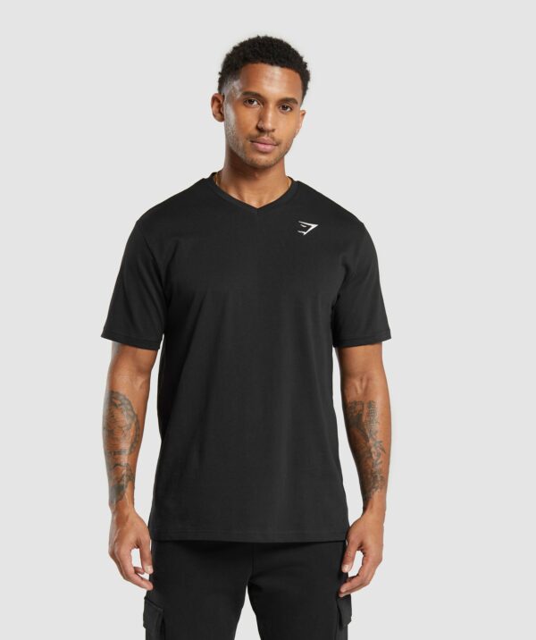 Crest V-Neck T Shirt Black