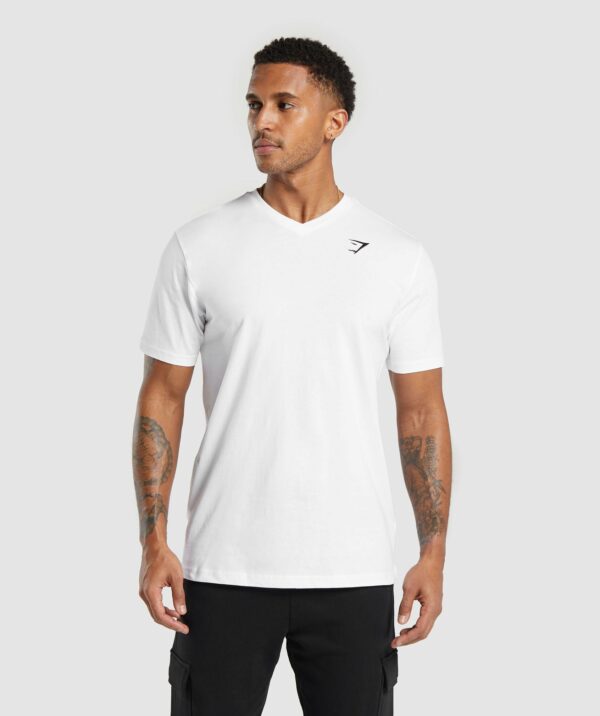 Crest V-Neck T Shirt White