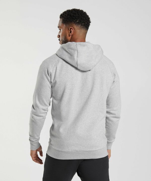 Crest Zip Up Hoodie Light Grey Marl - Image 2