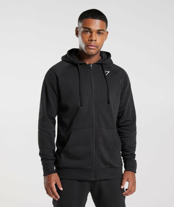 Crest Zip Up Hoodie Black