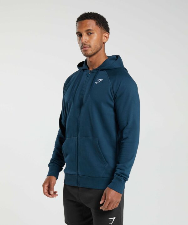 Crest Zip Up Hoodie Navy - Image 3