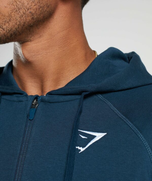 Crest Zip Up Hoodie Navy - Image 5