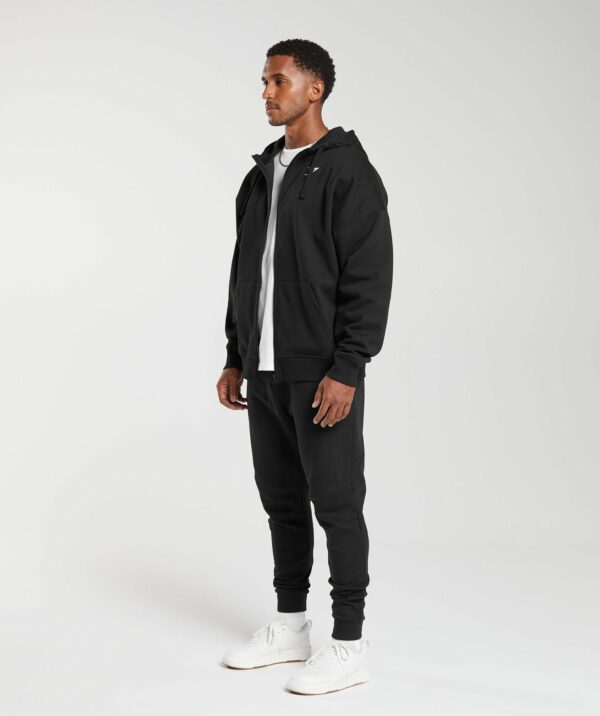 Crest Oversized Zip Up Hoodie Black - Image 4