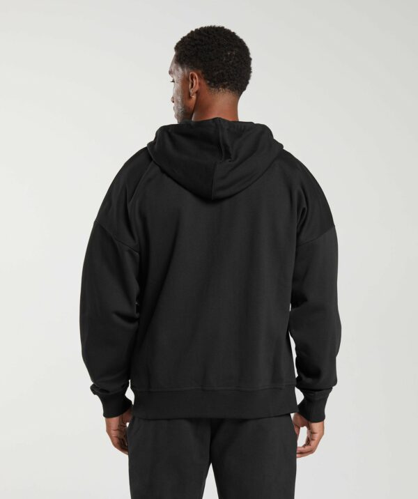 Crest Oversized Zip Up Hoodie Black - Image 2