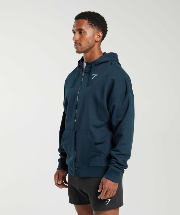 Crest Oversized Zip Up Hoodie Navy - immagine 3