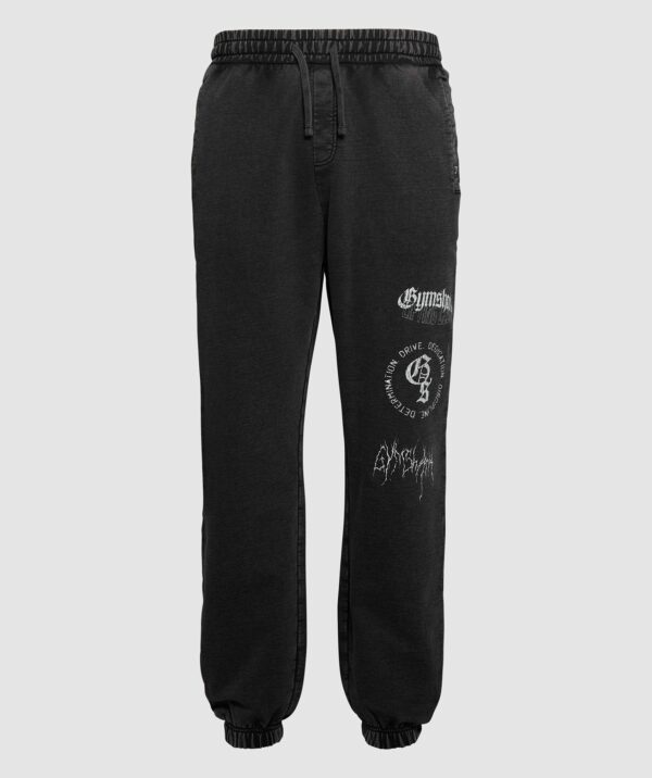 Distressed Graphic Joggers Black Acid Wash - Image 13