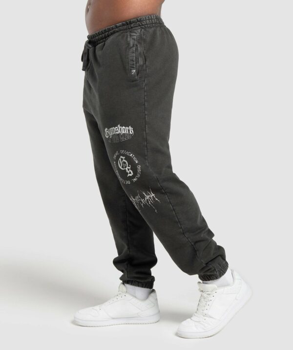 Distressed Graphic Joggers Black Acid Wash - Image 10