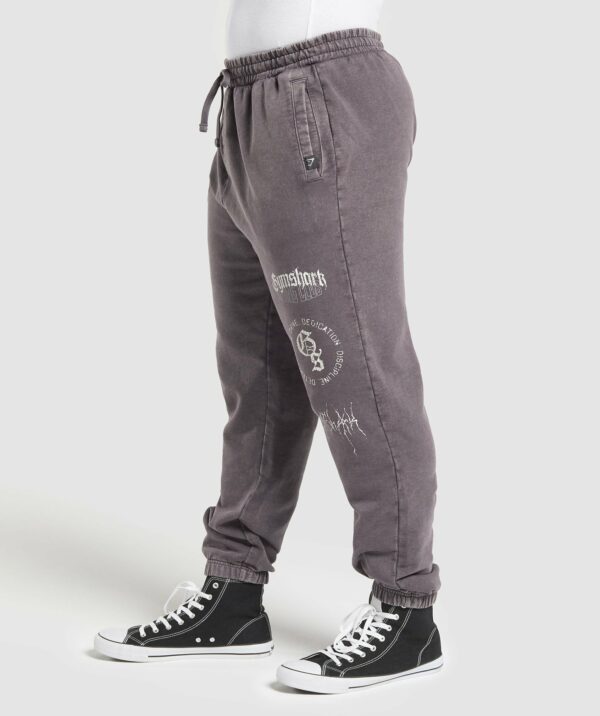 Distressed Graphic Joggers Brushed Purple Acid Wash - Image 2