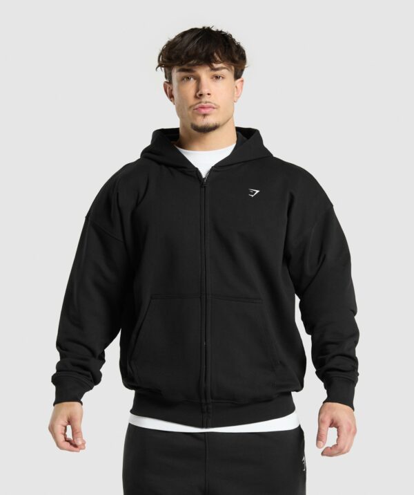 Atlas Zip Up Hoodie Black - Image 2