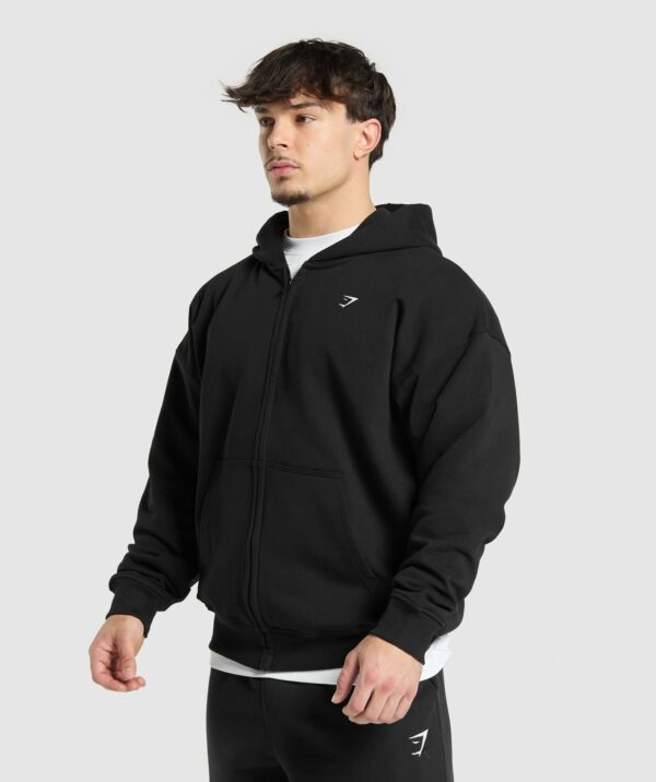 Atlas Zip Up Hoodie Black - Image 5