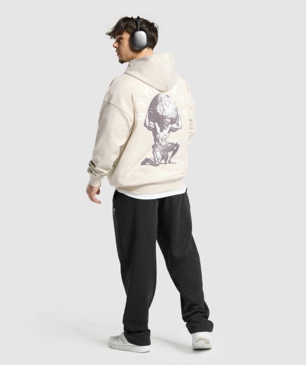 Atlas Zip Up Hoodie Oat White - Image 3