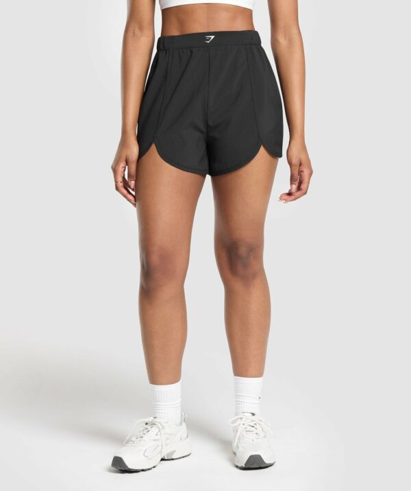 Scallop Hem Shaped Shorts Black