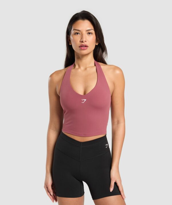 Halter Neck Cami with Shelf Washed Berry Pink