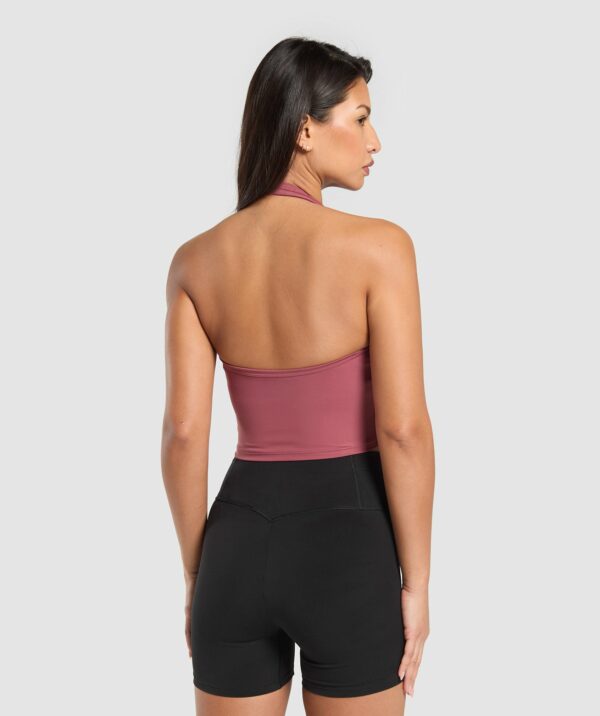 Halter Neck Cami with Shelf Washed Berry Pink - immagine 2