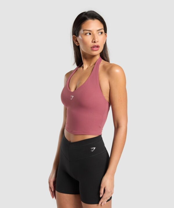 Halter Neck Cami with Shelf Washed Berry Pink - Image 3