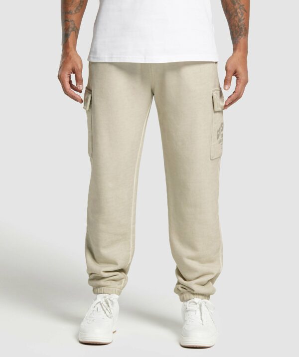 Heavyweight Washed Cargo Joggers Pebble Grey