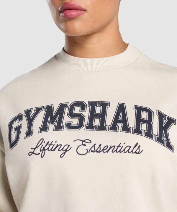 Lifting Essentials Graphic Brushed Oversized Sweatshirt Oat White - immagine 5