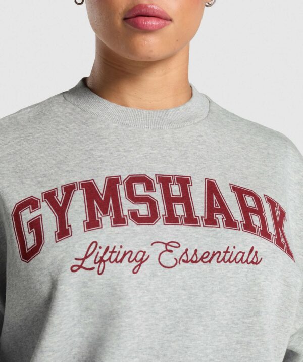 Lifting Essentials Graphic Brushed Oversized Sweatshirt Light Grey Core Marl - Image 5