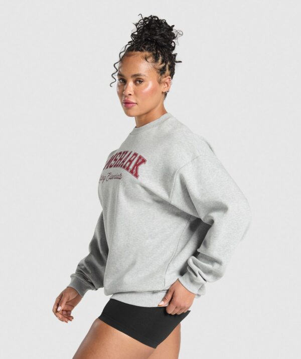 Lifting Essentials Graphic Brushed Oversized Sweatshirt Light Grey Core Marl - Image 3