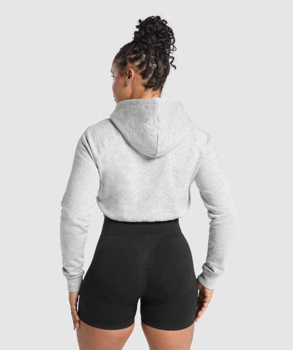 Lifting Essentials Graphic Cropped Hoodie Light Grey Core Marl - immagine 2