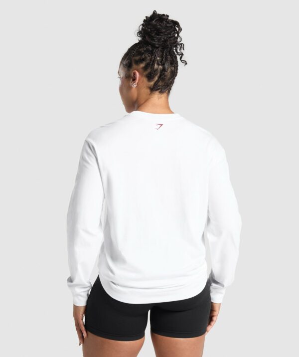 Lifting Essentials Graphic Long Sleeve Top White - Image 2