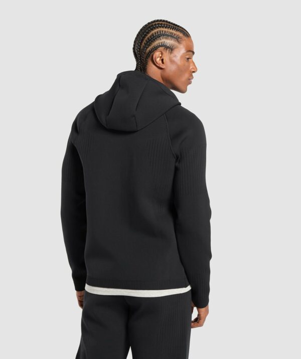 Flat Knit Zip Up Hoodie Black - Image 2