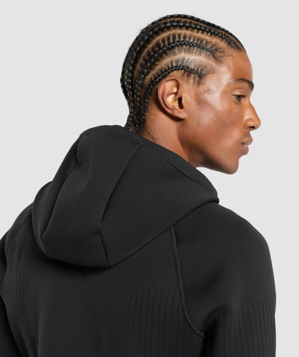 Flat Knit Zip Up Hoodie Black - Image 7