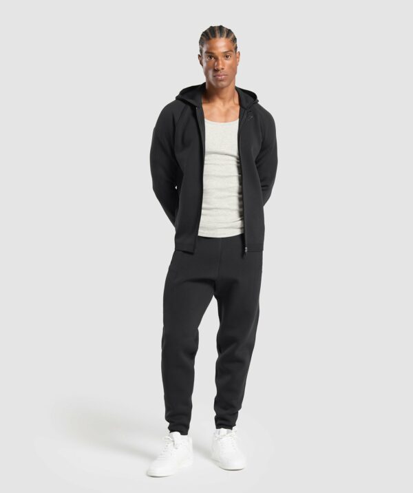 Flat Knit Zip Up Hoodie Black - Image 4