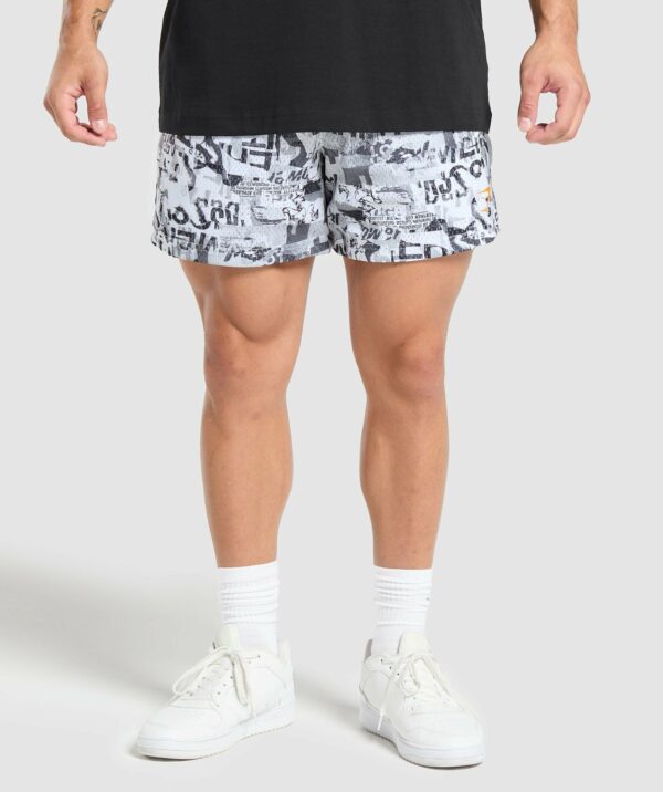 Printed Mesh 5" Shorts White