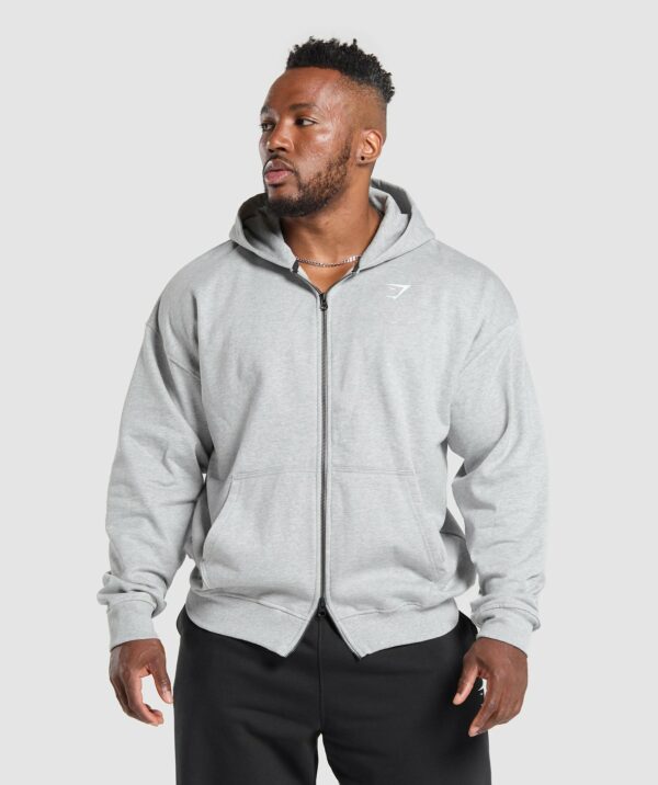 Power Zip Up Hoodie Light Grey Core Marl - immagine 2