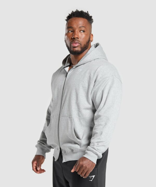 Power Zip Up Hoodie Light Grey Core Marl - immagine 3