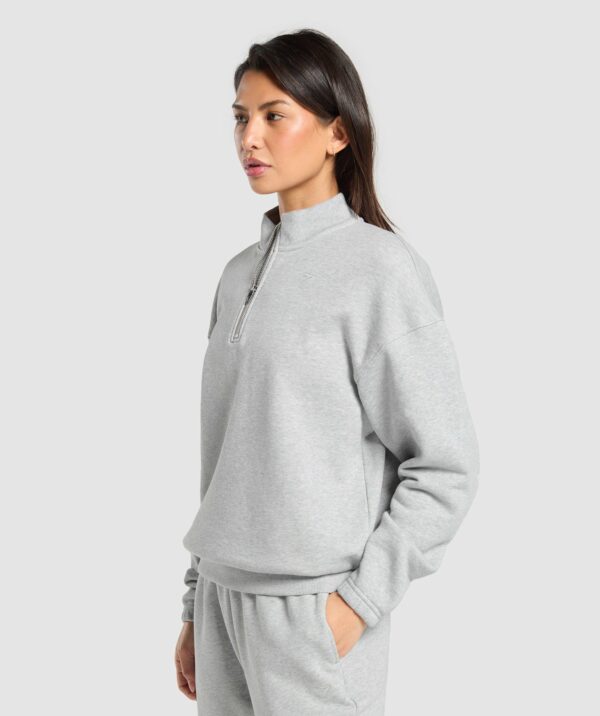 Rest Day Sweats 2.0 1/4 Zip Pullover Light Grey Core Marl - Image 4