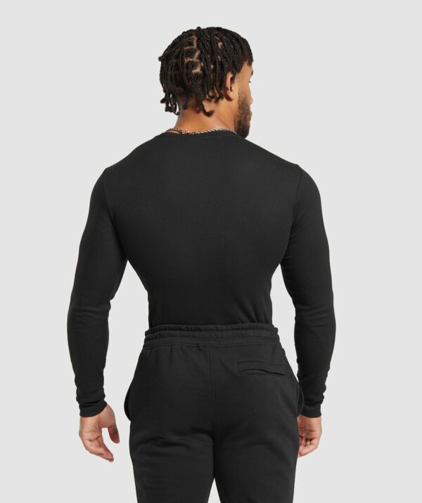 Ribbed Long Sleeve T-Shirt Black - immagine 2