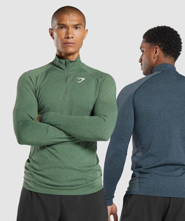 Vital Seamless 1/4 Zip Navy/Light Grey - Image 6