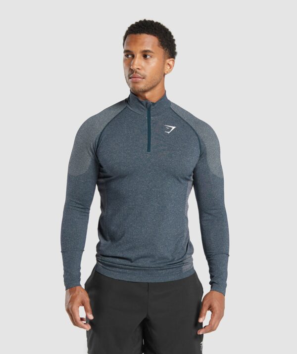 Vital Seamless 1/4 Zip Navy/Light Grey