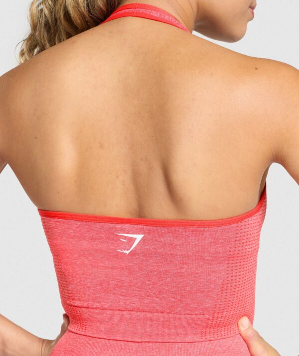 Vital Seamless Halter Neck Tank With Shelf Coral Red Marl - Image 7